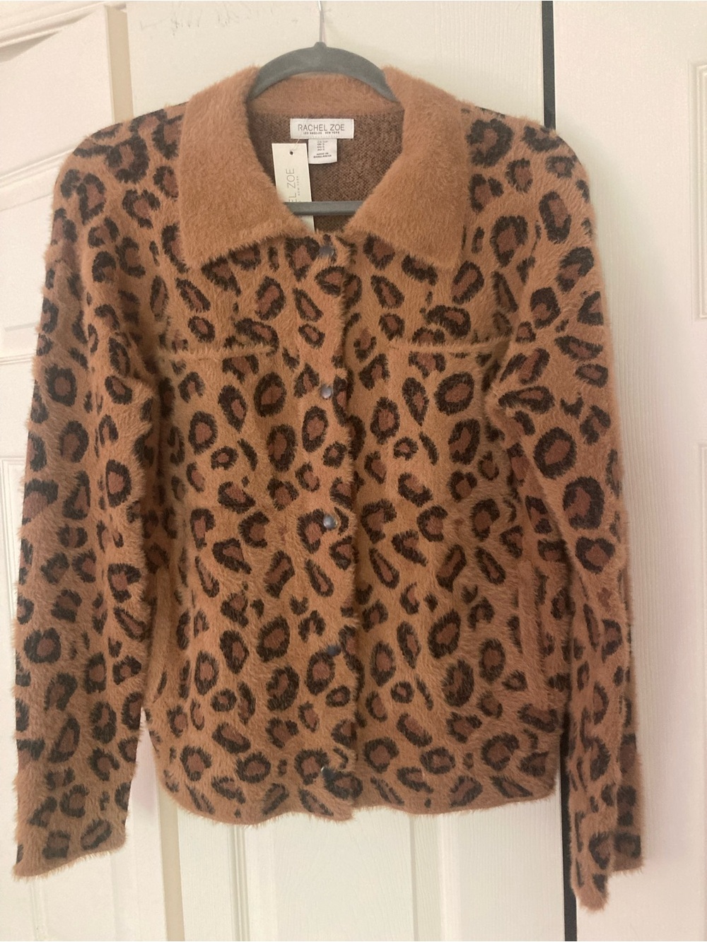 Rachel Zoe Brown Leopard Print Faux Fur Jacket